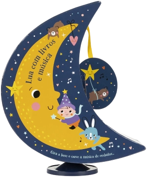 Lua com livros e música