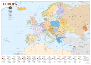 Mapa da Europa (111,5 x 80,5 cm) - Plastificado de Parede