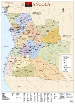 Mapa de Angola (80,5 x 111,5 cm) - Folha Plastificada