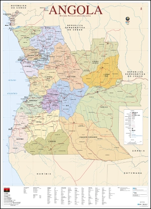 Mapa de Angola (80,5 x 111,5 cm) - Plastificado de Parede
