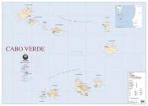 Mapa de Cabo Verde (111,5 x 80,5 cm) - Plastificado de Parede