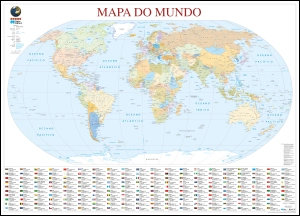 Mapa do Mundo (111,5 x 80,5 cm) - Plastificado de Parede