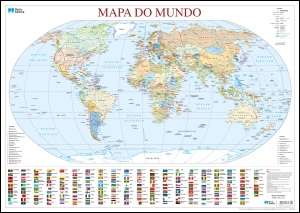Mapa do Mundo (55,5 x 39,5 cm) - Folha Plastificada