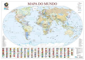 Mapa do Mundo (55,5 x 39,5 cm) - Plastificado de Parede